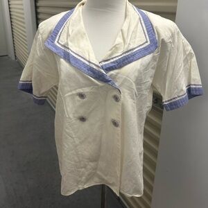 Vintage 80’s Linen and Cotton Breckenridge Cream Sailor Blouse